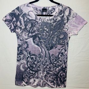 Women’s XL Daytrip Pink Fleur de Lis Short Sleeve